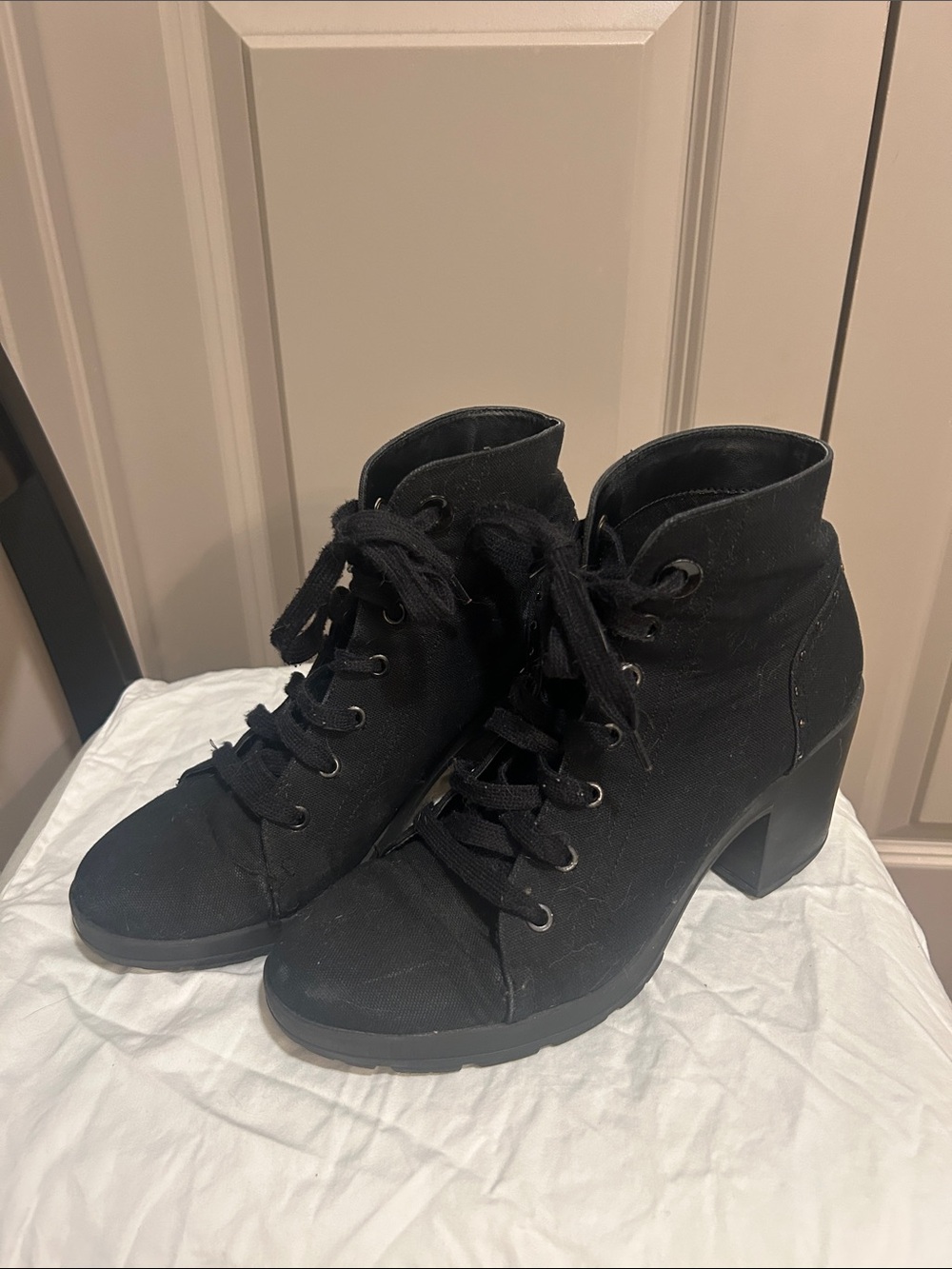 Mix No. 6 Black Lace-Up Block Heel Ankle Boots